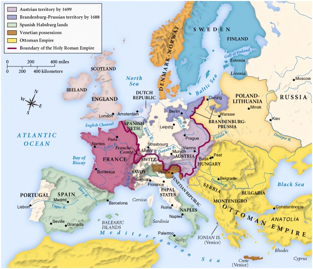 Map: Europe in 1700