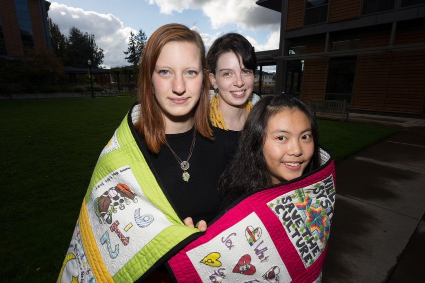 Ed Studies quilt and students