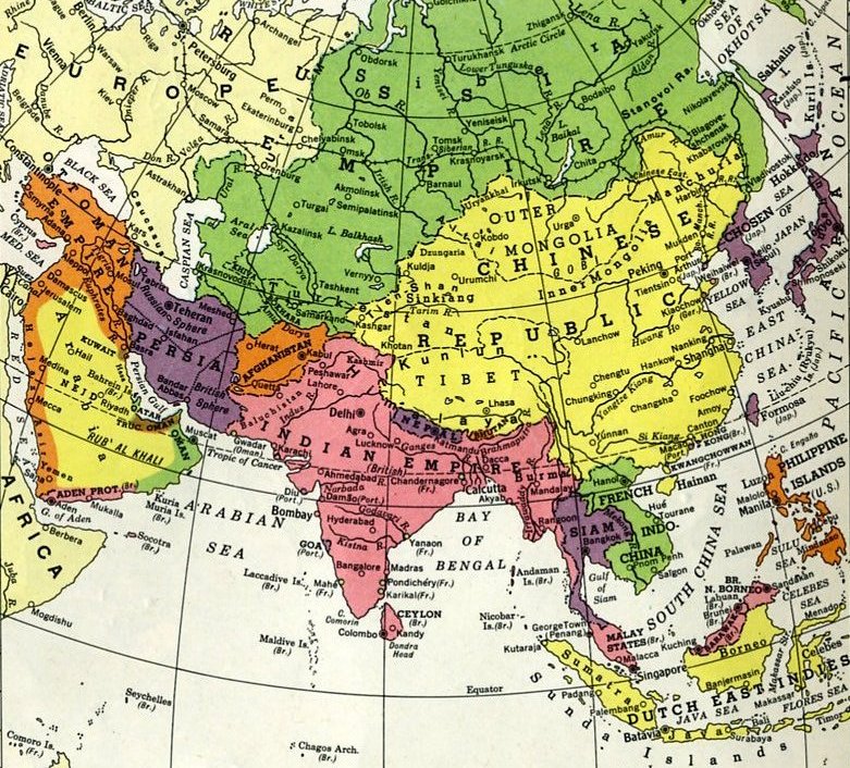 European Map Of 1914. *1914:Asia