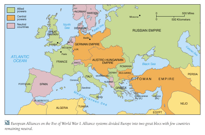 map european alliances on the eve of world war i
