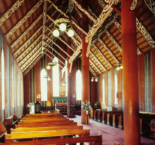 Otaki, Rangiatea (1848-1851). Interior view. Photograph by G. Simpson, 1995.