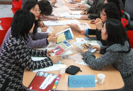 Teachers in training session in Korea that was led by UO faculty