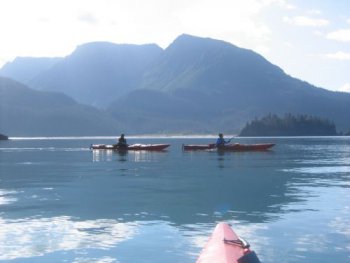 photo of kayaks on one of the Alaskan lakes