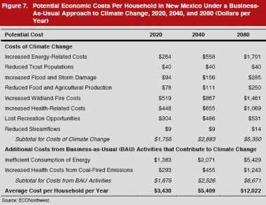 Projected per-household cost for New Mexio