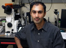 image of Raghu Parthasarathy, professor of physics, in his lab