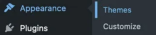 WordPress Appearance Themes menu screenshot