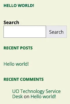WordPress default sidebar blocks screenshot