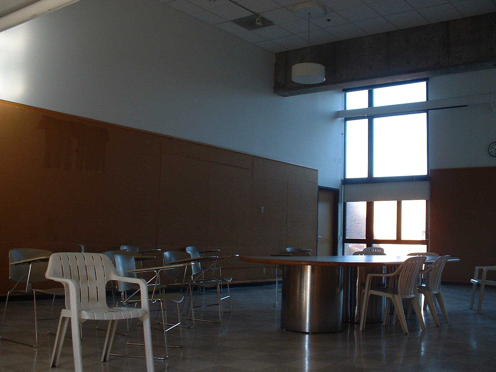 classroom with hard surfaces and resonant acoustics