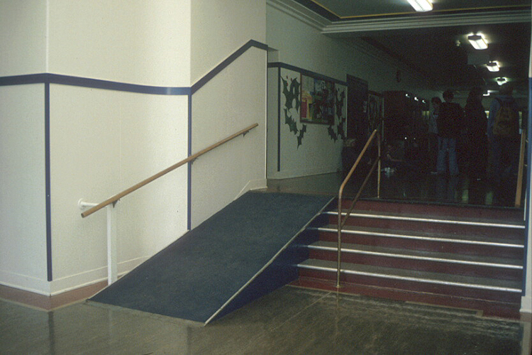 Extreme ramp in an old high school built over a stair