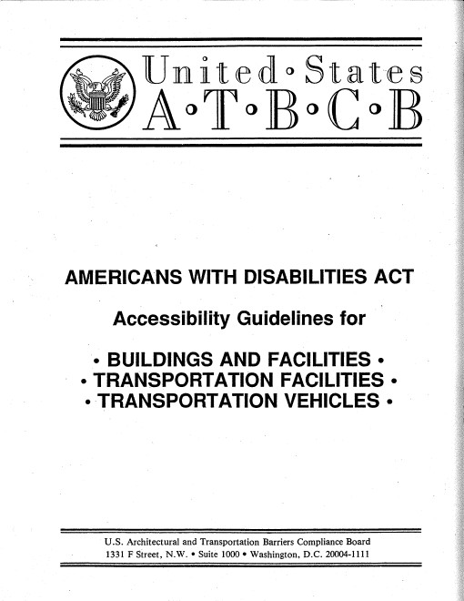 cover of ADA Accessibiity Guidelines