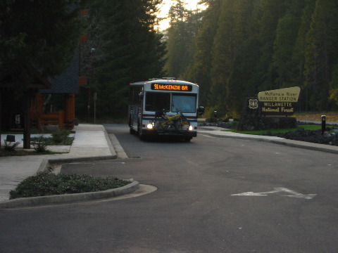 our bus arriving
