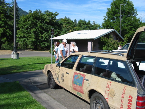 Glen's burlapped "Burning Man" vehicle 