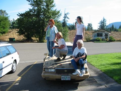 with Irmgard, Brigitte, Max and Renate on hood