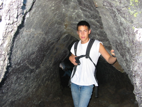 In front of the mouth of Little Belknap Crater: Michael, 