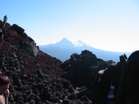 L-->R: Sara, Three Sister, water bottle and back pack