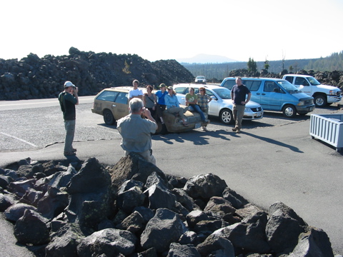 Posing in front of Glen's Burning Man car