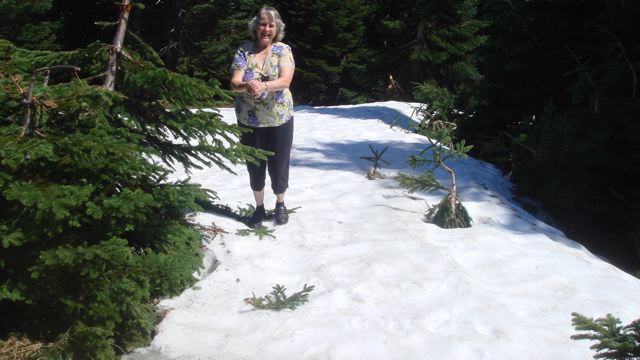 Margot throwing 2 snow balls...