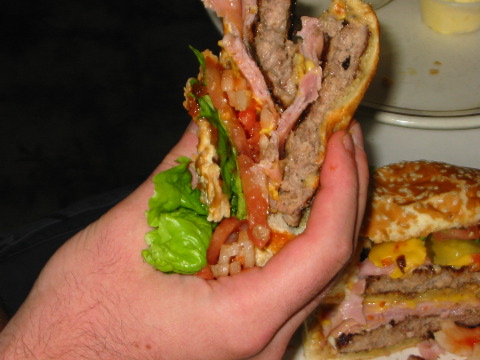 Connor's double cheeseburger