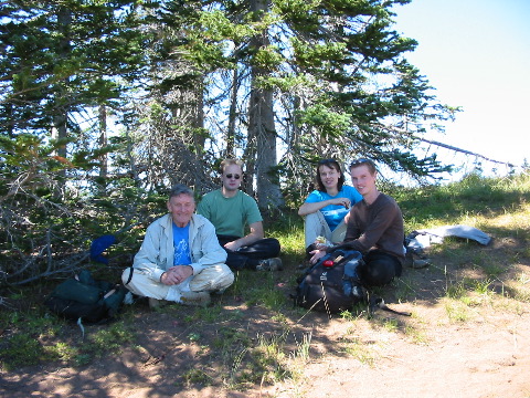 in the scarce shade  on top, looking at: