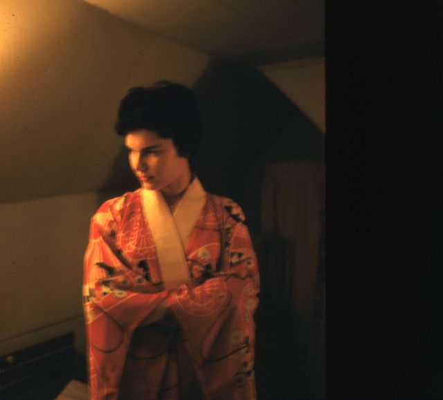 5. ...but trying on his kimono (in his apartment)
