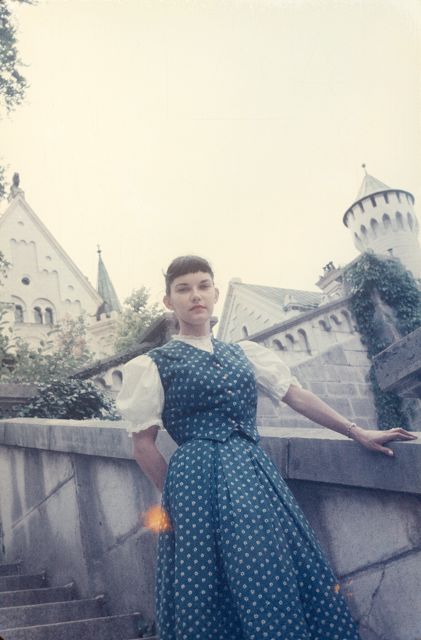 9. In the summer of 1958 they went to Bavaria for their delayed honeymoon  and visited King Ludwig's II. dream castle Neuschwanstein in her new Bavari