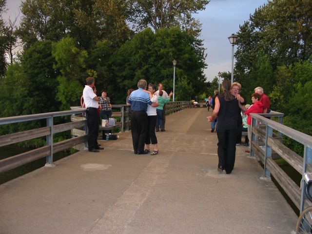 on the Greenway bridge...