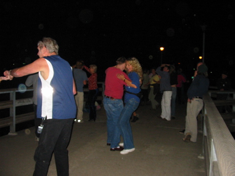 8:39PM: "Reflector" Steve (left), and Monika & Patrick (center)