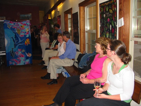 R-->L: first-timers Theresa and Dee; Peter and Sarah, and three women I can't identify