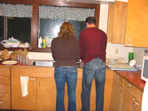 Nina and Adam at the sink