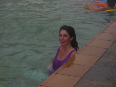 Annette enjoying the hot water...