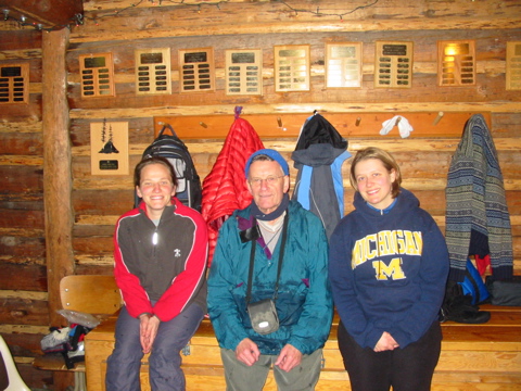 Jeannette, me and Nicole in warming hut at Gold Lake Sno Park