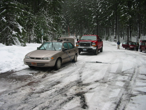 my car and Janice's red truck