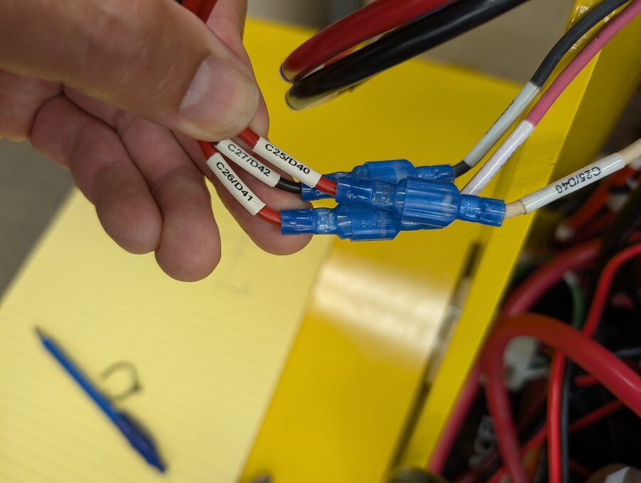 Photo 3: spade splices inside the enclosure