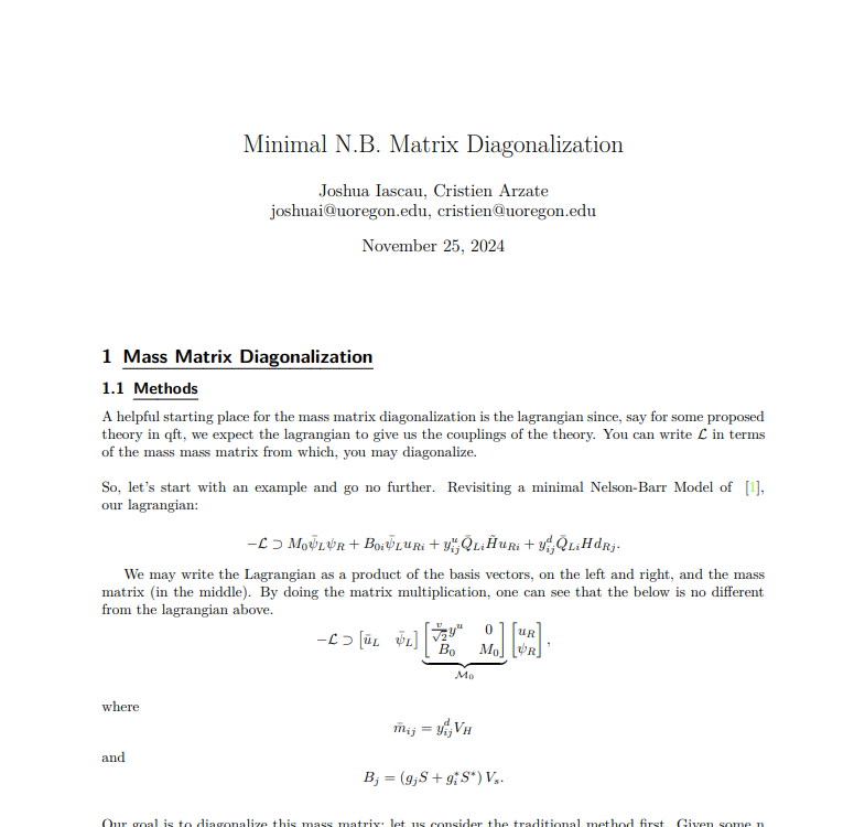 NB Matrix Diagonalization Preview