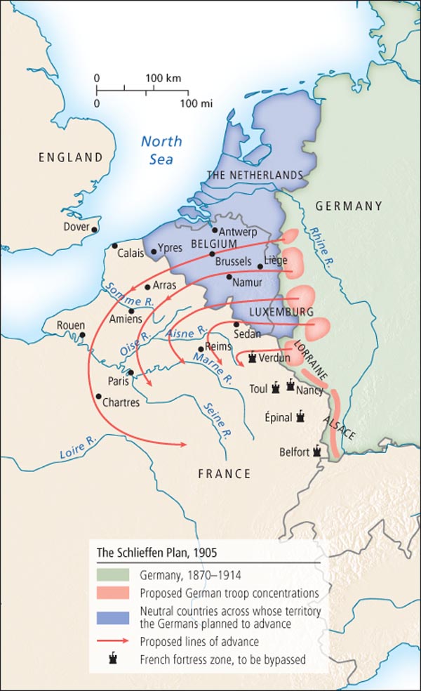 План шлиффена в первой мировой войне на карте