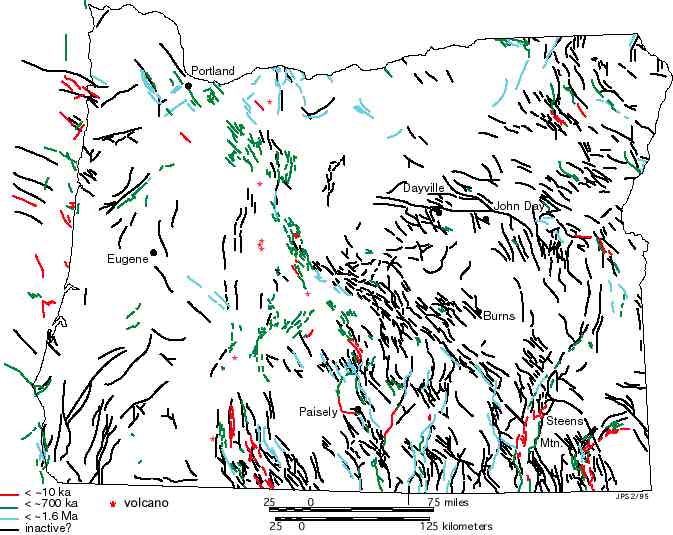 Fault map of Oregon