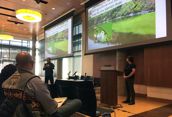 Photograph of Ron Reed and Kari Marie Norgaard speaking at the Western Humanities Association Conference 2019