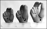 three prosthetic hands