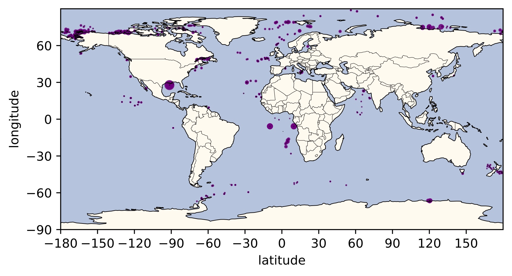 Benthic faunal density measurements across the world's oceans.