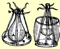 antique woodcut of two carboys